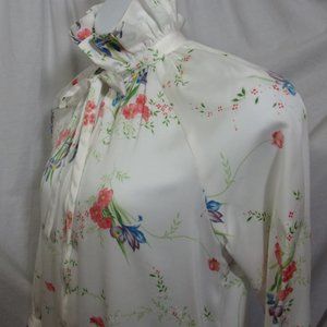 Vintage Christian Dior Robe White Matte Satin Zip Front Size S